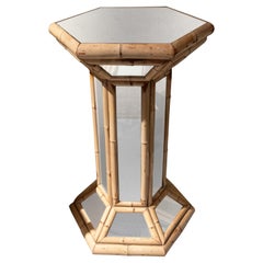 1970s Spanish Octagonal Bamboo Stands with Mirrors