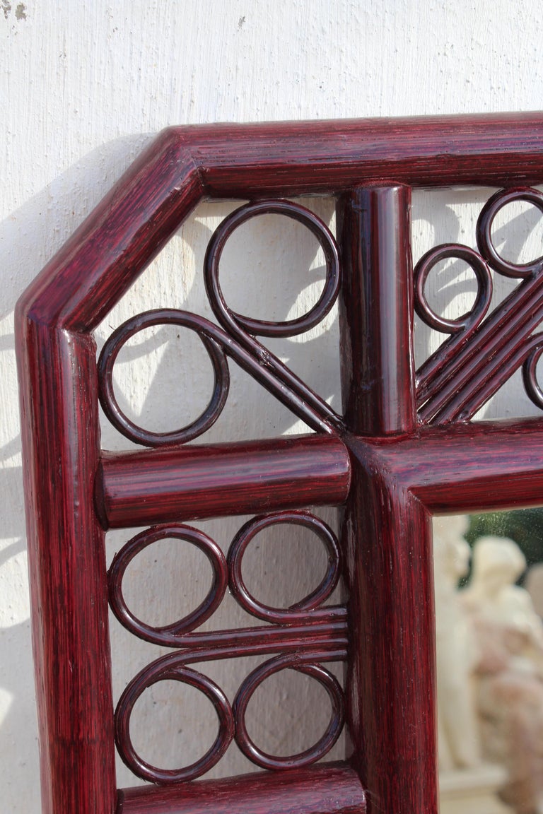 1970s, Spanish, Oriental Style Wooden Dresser and Mirror Set with