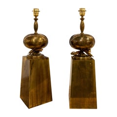 1970s Spanish Pair of Brass Lamps
