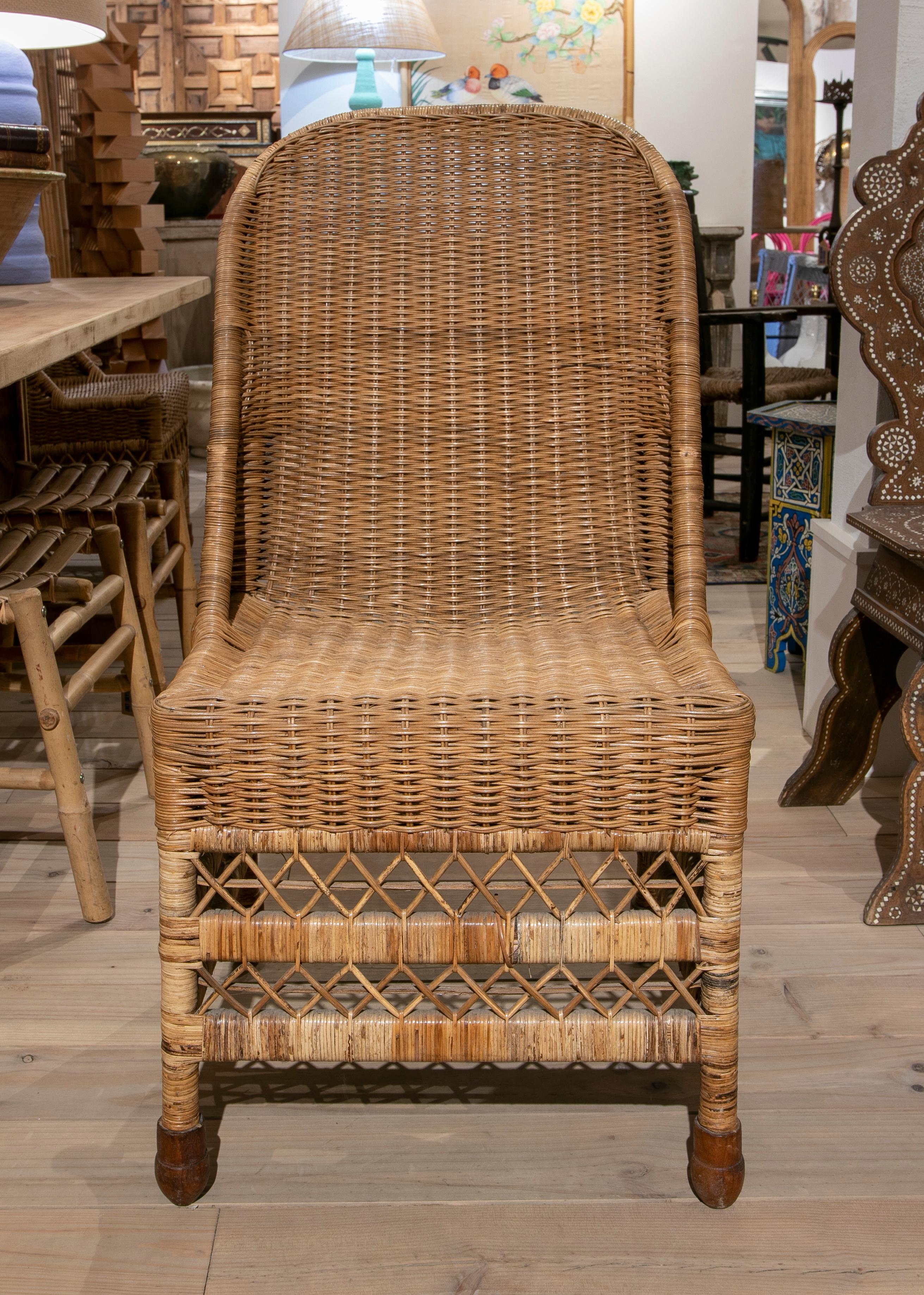 1970s Spanish Pair of Handmade Wicker Armchairs In Good Condition In Marbella, ES
