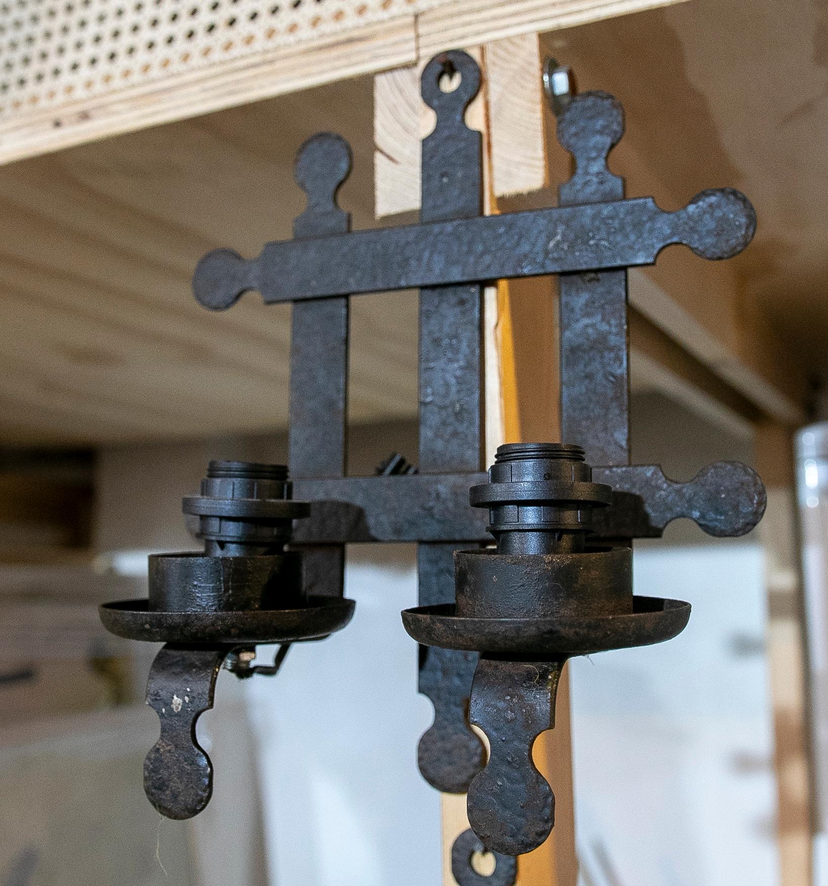 1970s Spanish Pair of Iron Sconces  For Sale 11