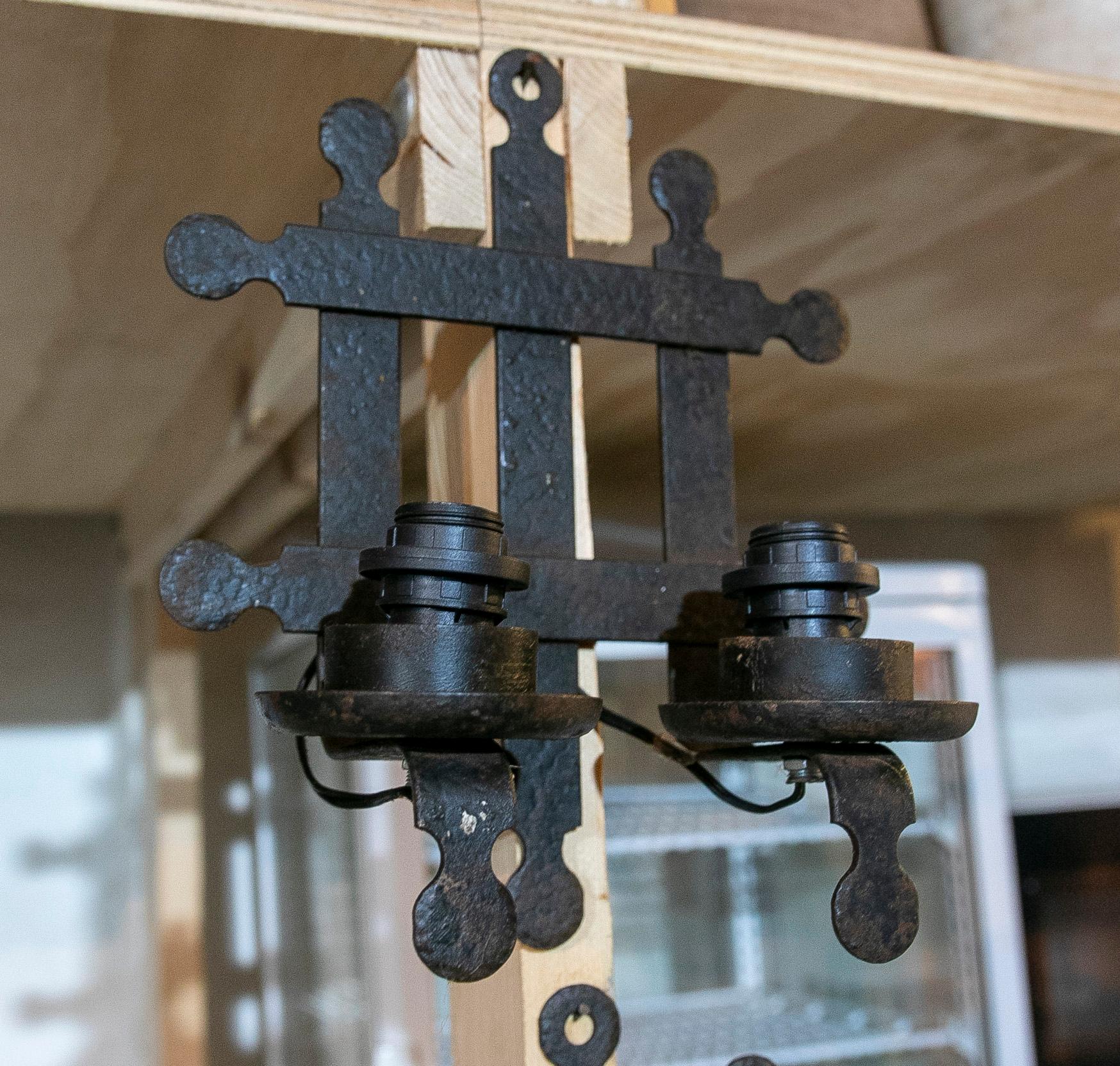 1970s Spanish Pair of Iron Sconces  For Sale 1