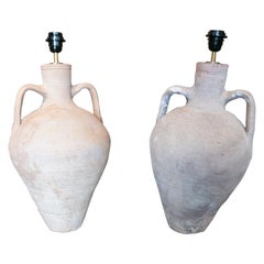 1970s Spanish Pair of Lamps Made from Antique Amphorae 1970s Spanish Pair of Lamps Made from Antique Amphorae