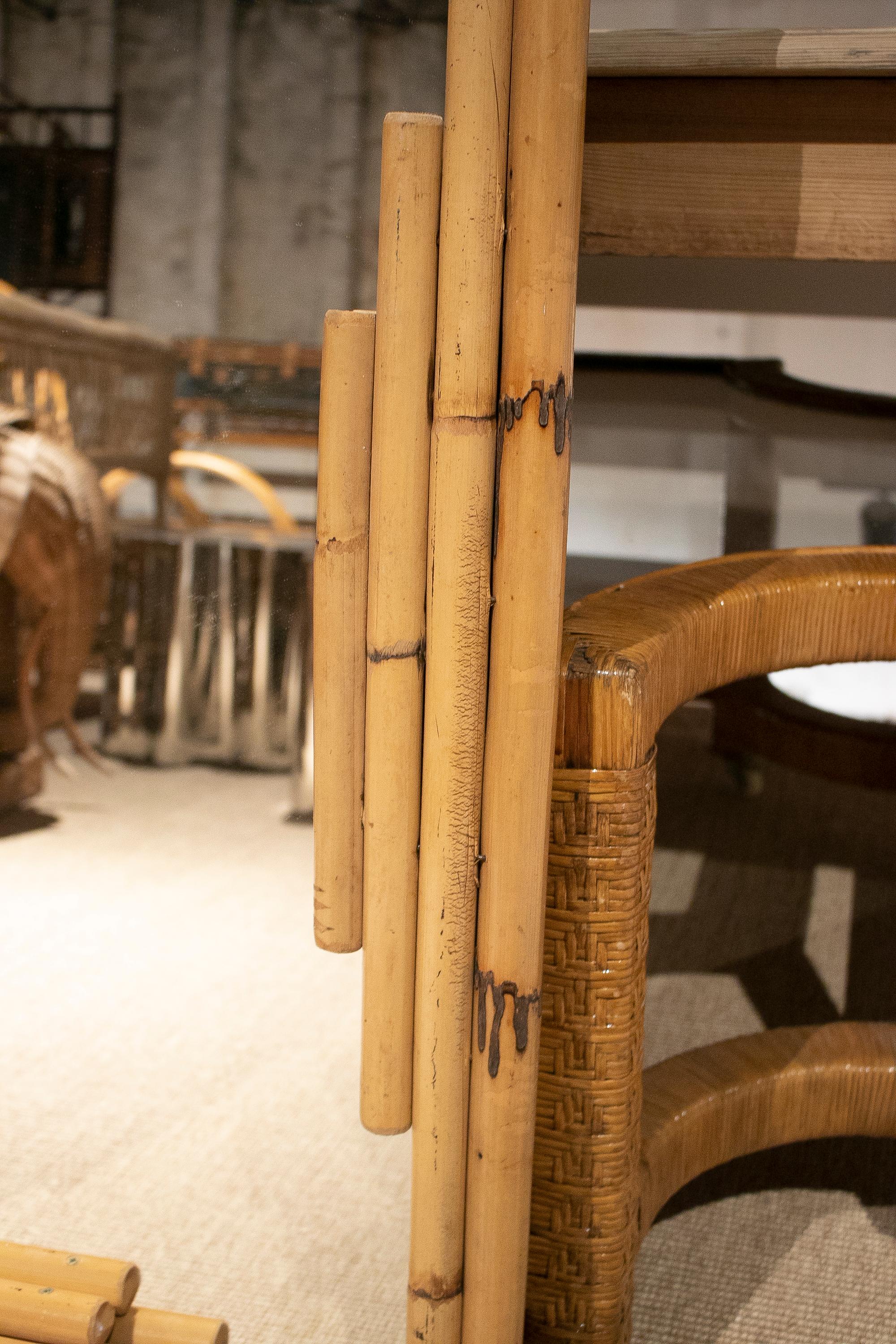 1970s Spanish Rectangular Bamboo Mirror 2