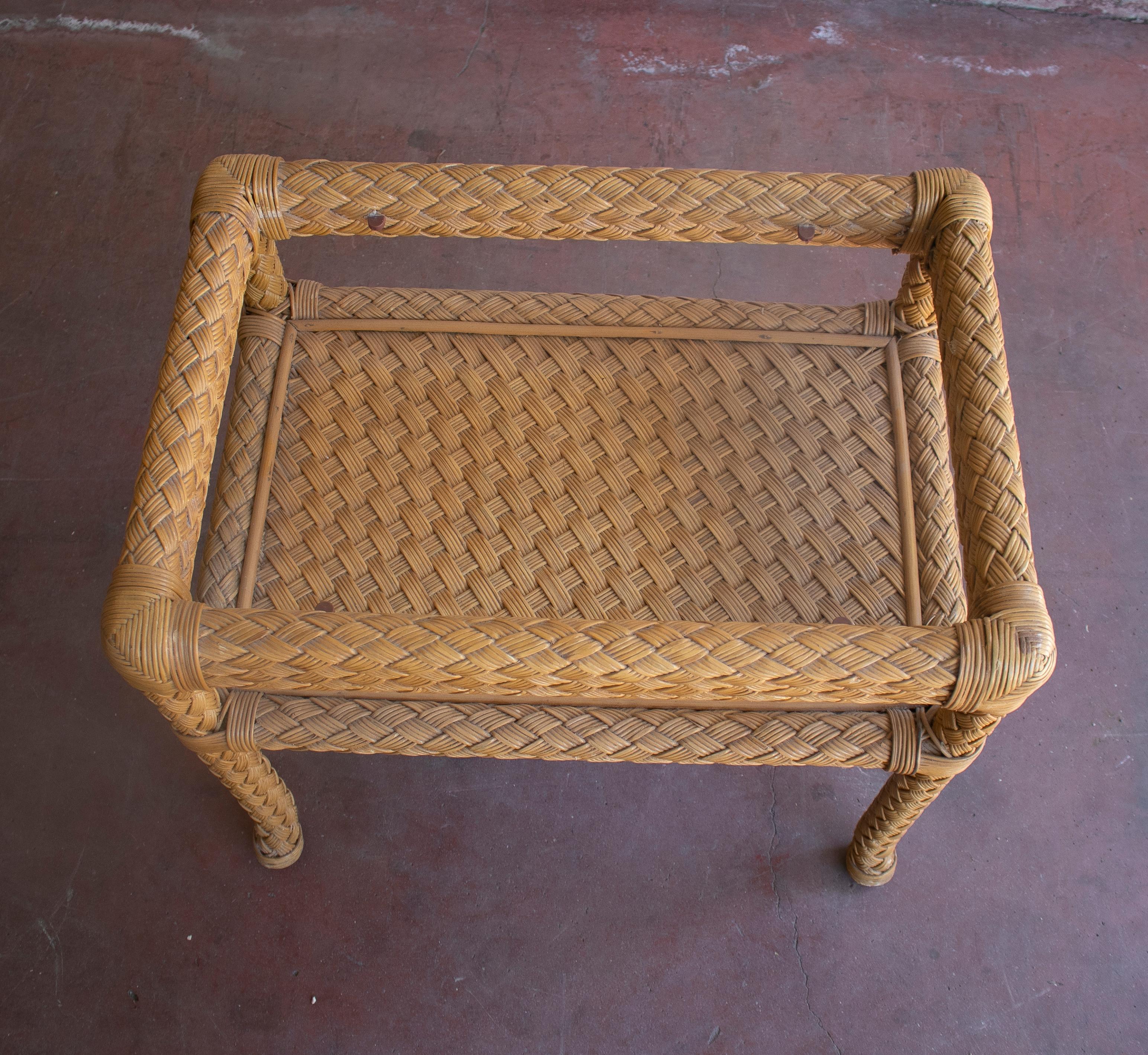 20th Century 1970s Spanish Rectangular Side Table Base Imitating Woven Wicker For Sale