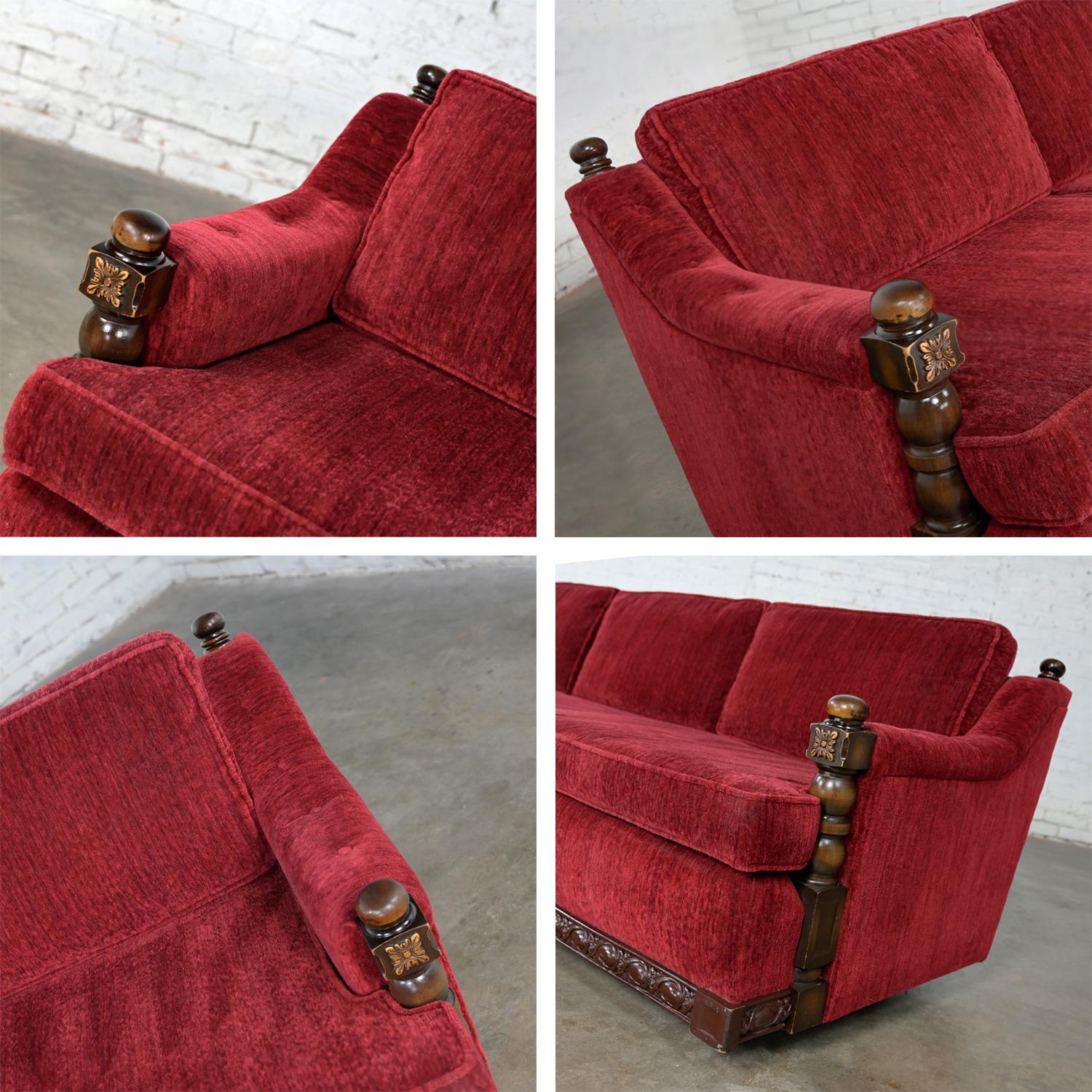 Sofa de style néo-espagnol espagnol rouge rustique des années 1970, Artes De Mexico Internls en vente 4