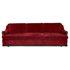 Used 1970's Spanish Revival Rustic Red Chenille Sofa Style Artes De Mexico Internls