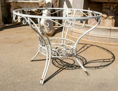 1970s Spanish Round Iron Garden Table