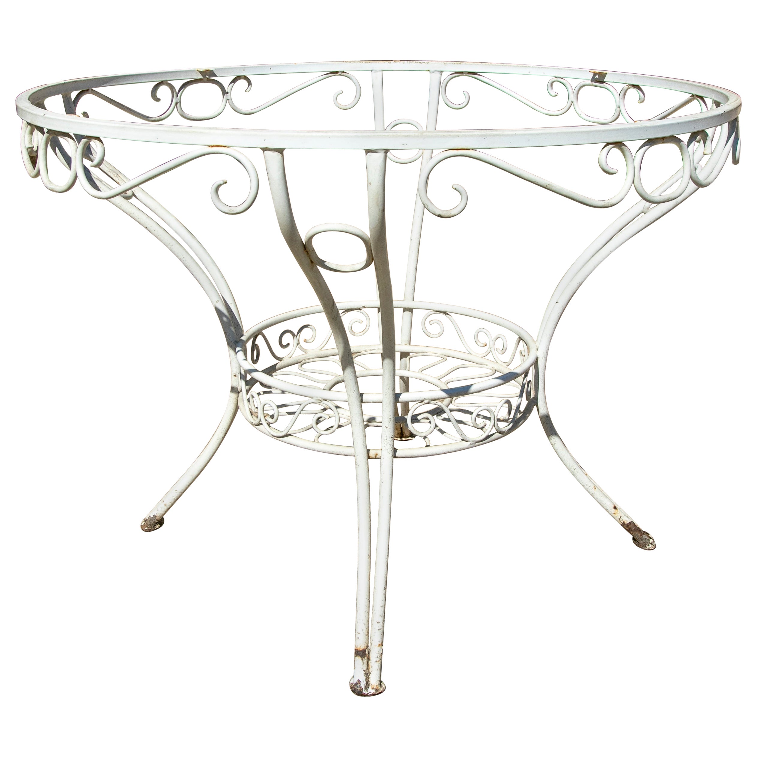 1970s Spanish Round Iron Garden Table