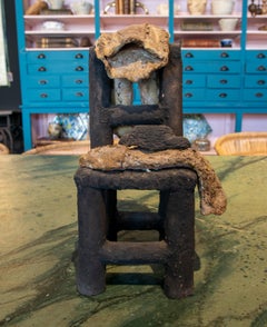 1970s Spanish Sculpted Terracotta Chair w/ Bullfighter's Montera Hat & Clothing