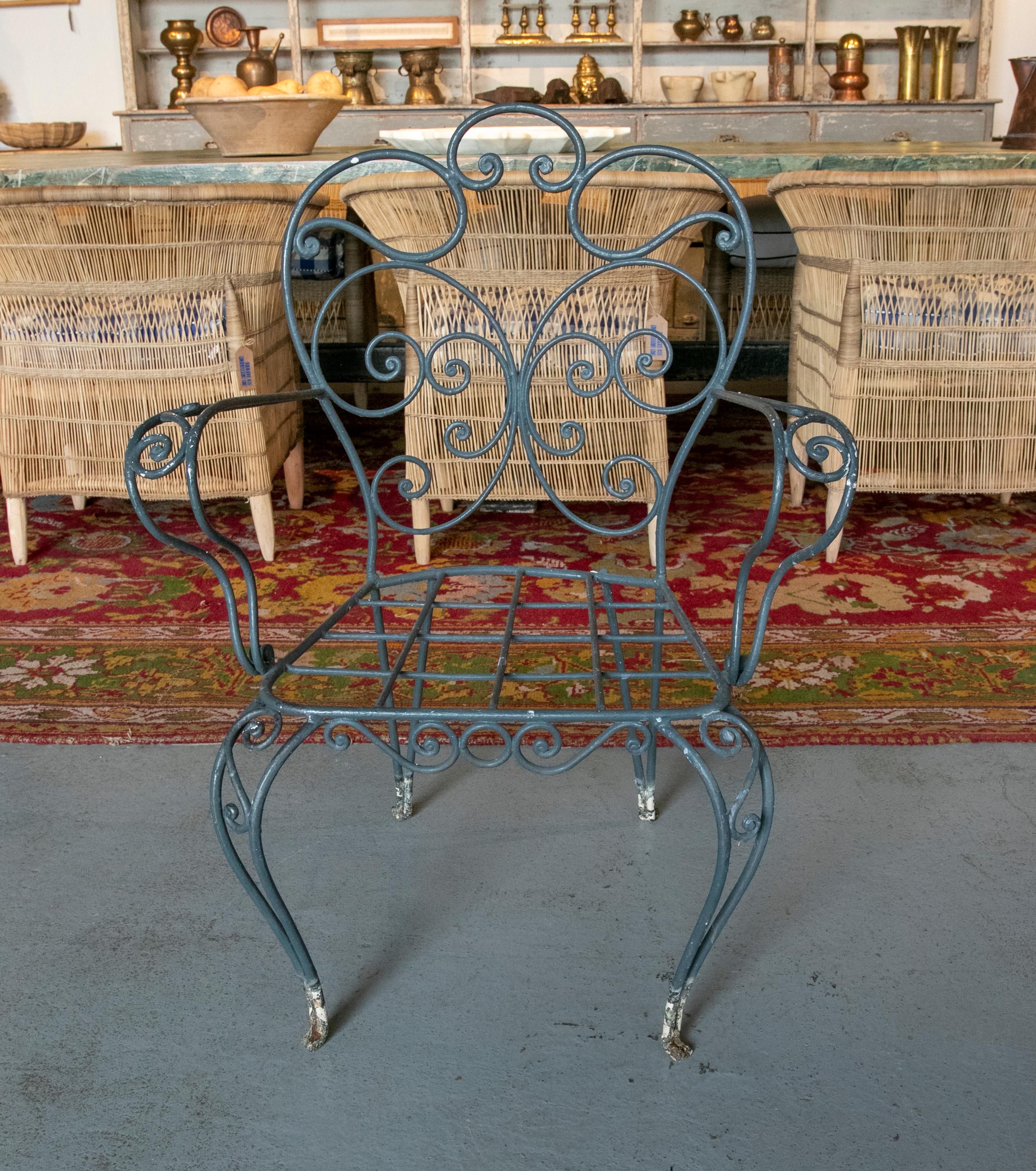 1970s Spanish Set of Eight Iron Chairs In Good Condition In Marbella, ES