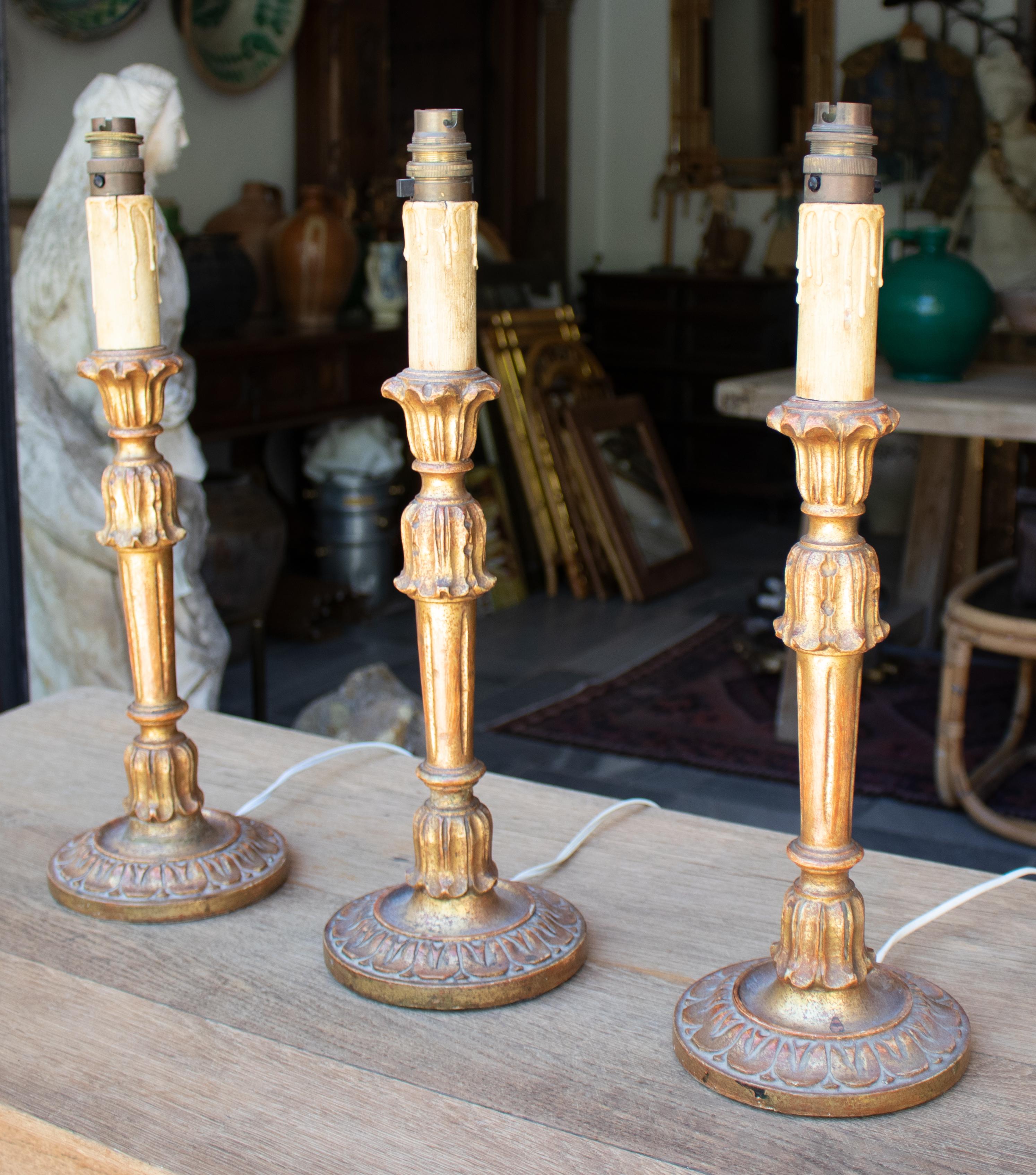 1970 Spanish set of three sconce shaped table lamps.