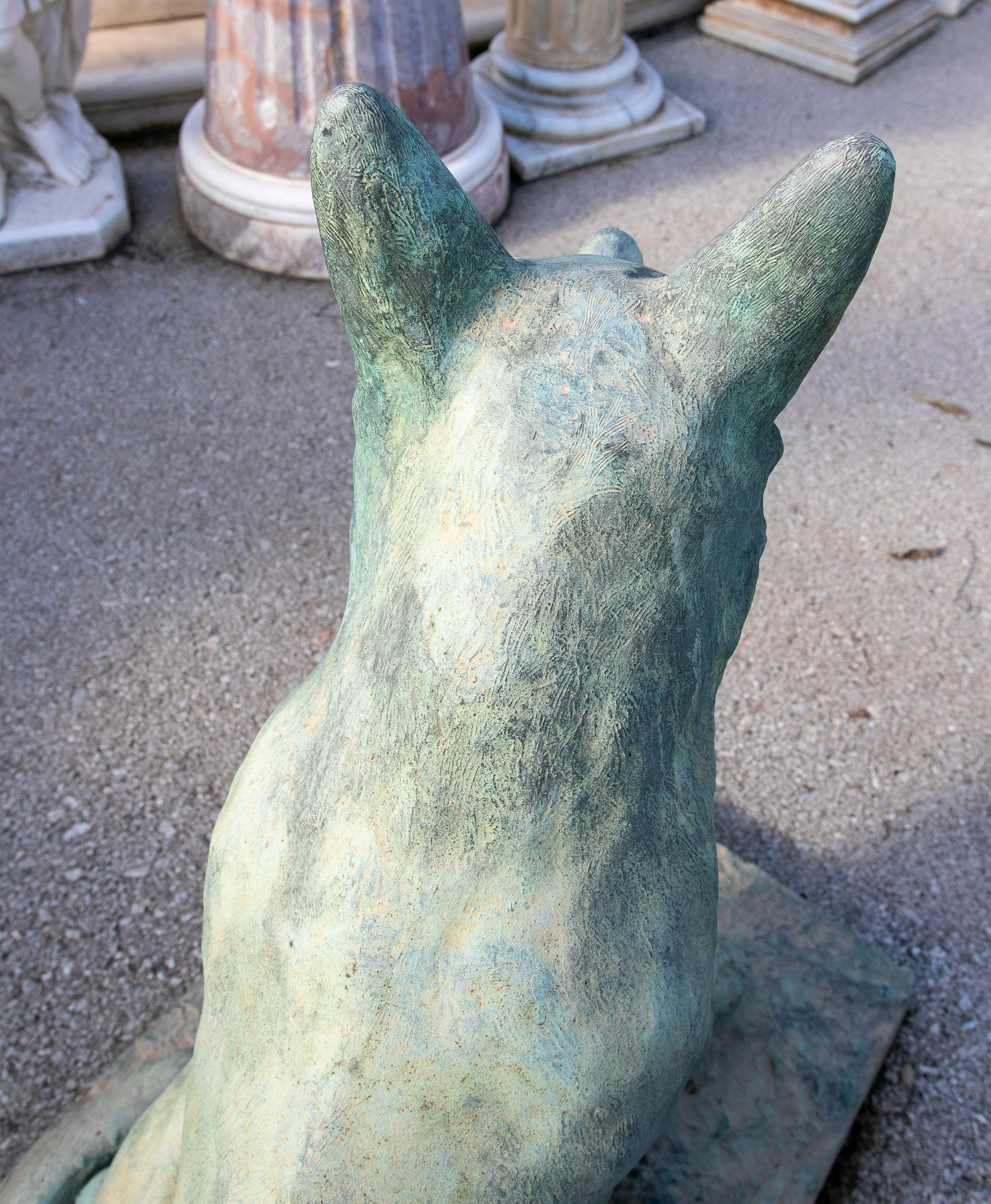 1970s Spanish Signed Life-Size Bronze Dog Garden Sculpture For Sale 4