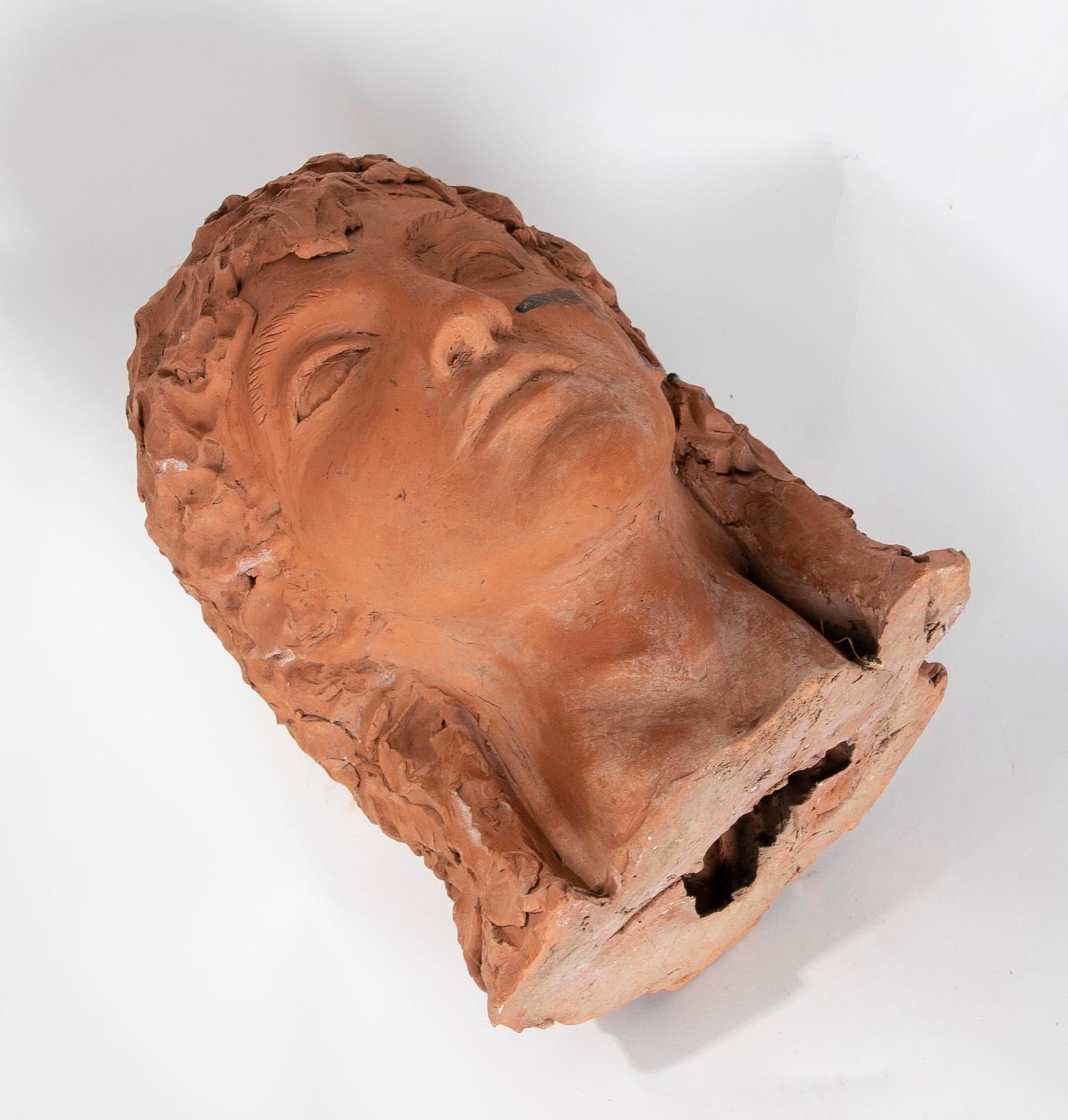 1970s Spanish Signed Terracotta Head For Sale 14