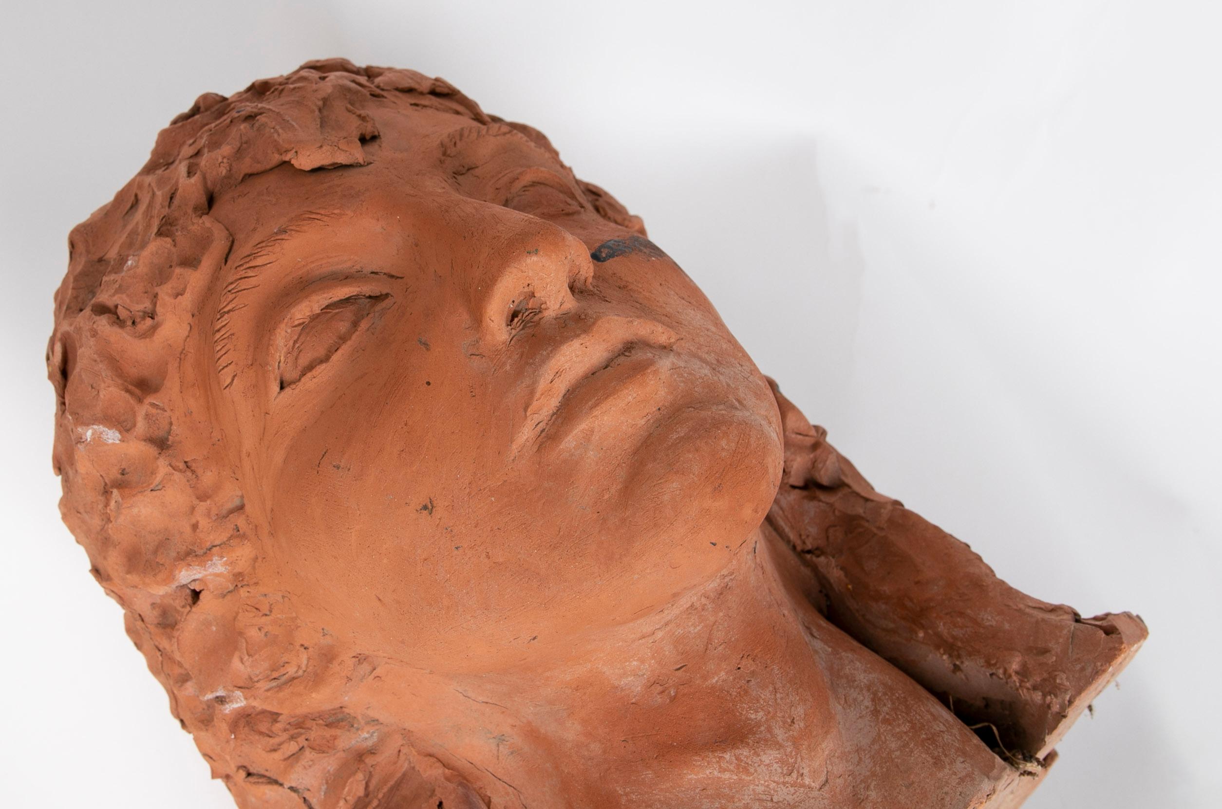 1970s Spanish Signed Terracotta Head For Sale 16