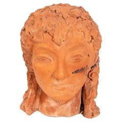 Vintage 1970s Spanish Signed Terracotta Head
