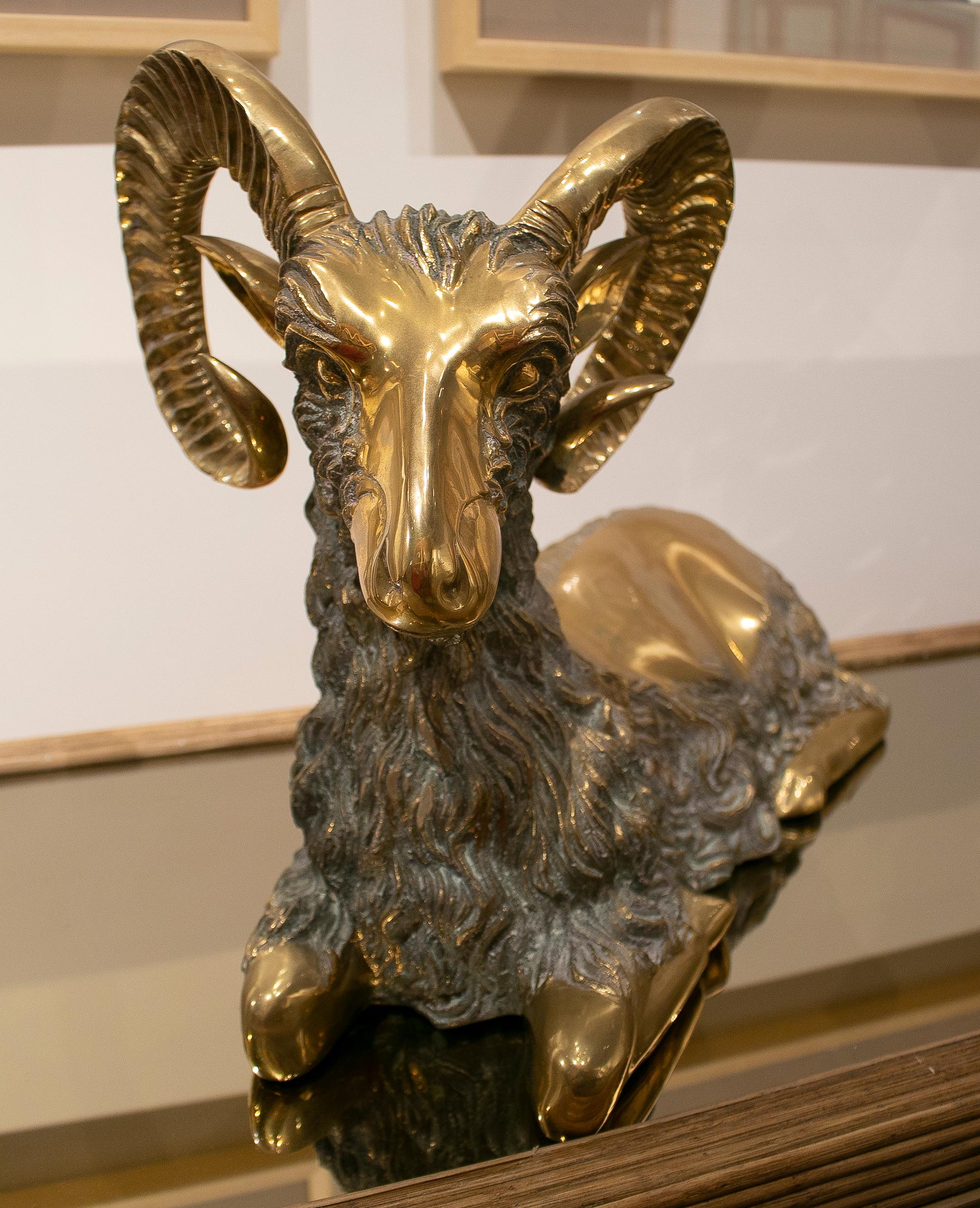 1970s Spanish Sitting Goat Bronze Figure Sculpture 10