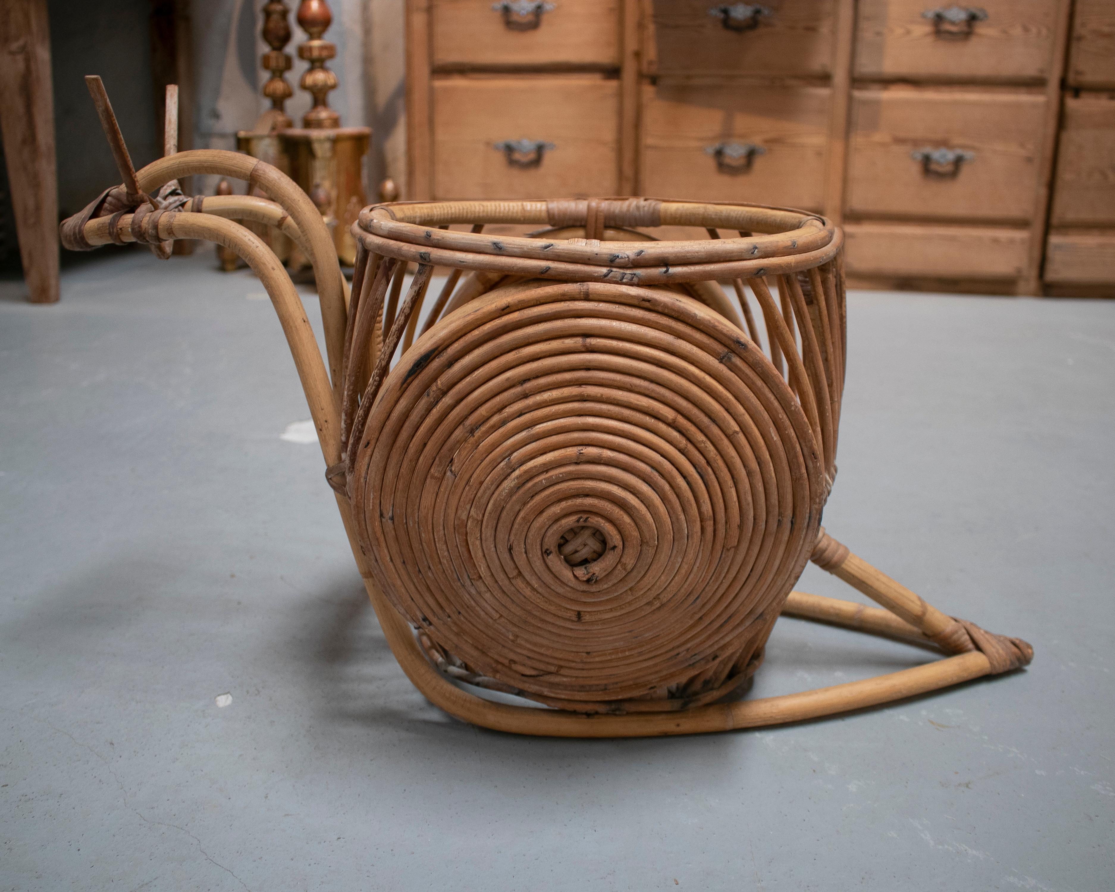 1970s Spanish Snail Shaped Bamboo Magazine Rack For Sale 1