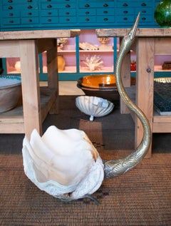 1970s Spanish Swam Bronze Sculpture with Giant Conch Shell Body