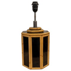 Lampe de table espagnole des années 1970 en formica et bambou