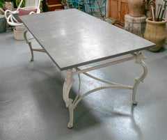 1970s Spanish Table with Sierra Elvira Marble Top and Cast Iron Base with Horses