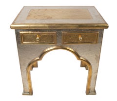 1970s Spanish Two-Drawer Two-Tone Bronze Plated Side Table