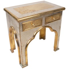 Retro 1970s Spanish Two-Drawer Two-Tone Bronze Plated Side Table