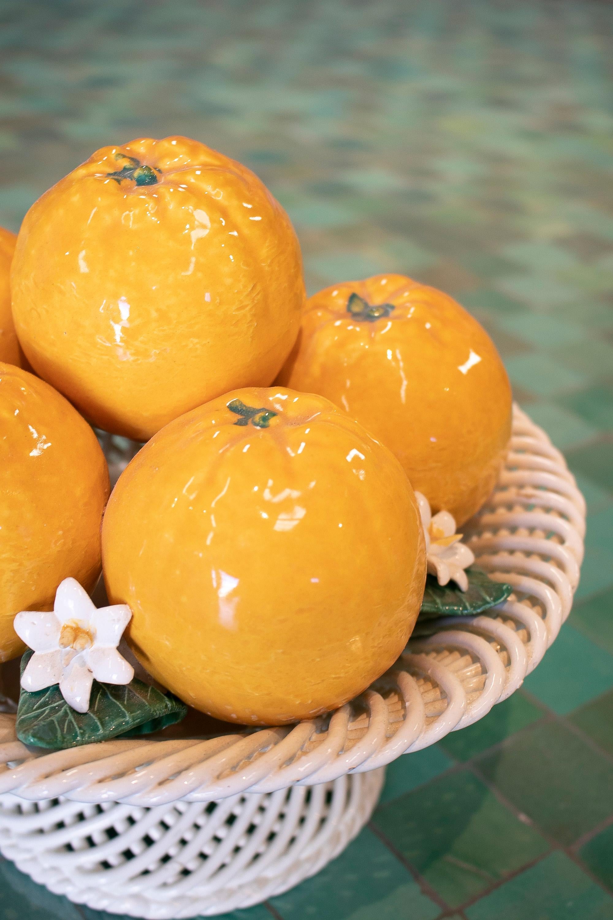 orange ceramic fruit bowl