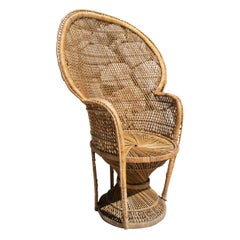 1970s Spanish Vintage Bohemian Emmanuelle / Peacock Wicker Chair