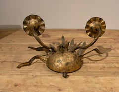 1970s Spanish Wall Lamp in Gilded Metal with Palm Leaf Shapes