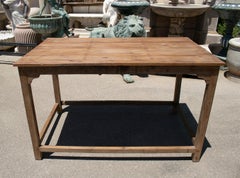Table de travail de tailleur en bois lavé espagnol des années 1970 avec pieds en poudre croisée