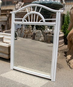 1970s Spanish White Bamboo Wall Mirror