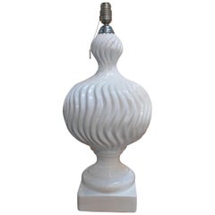 1970s Spanish White Ceramic Table Lamp