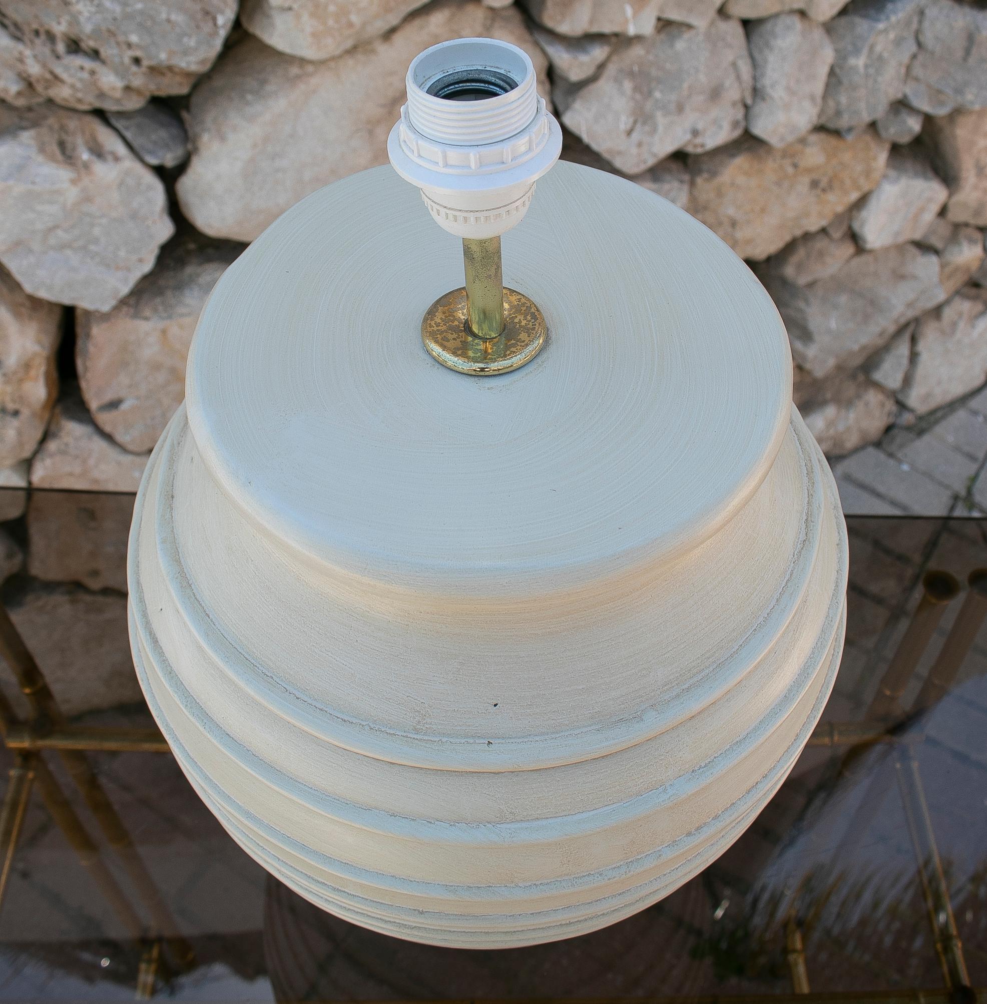 1970s Spanish White Terracotta Table Lamp 4