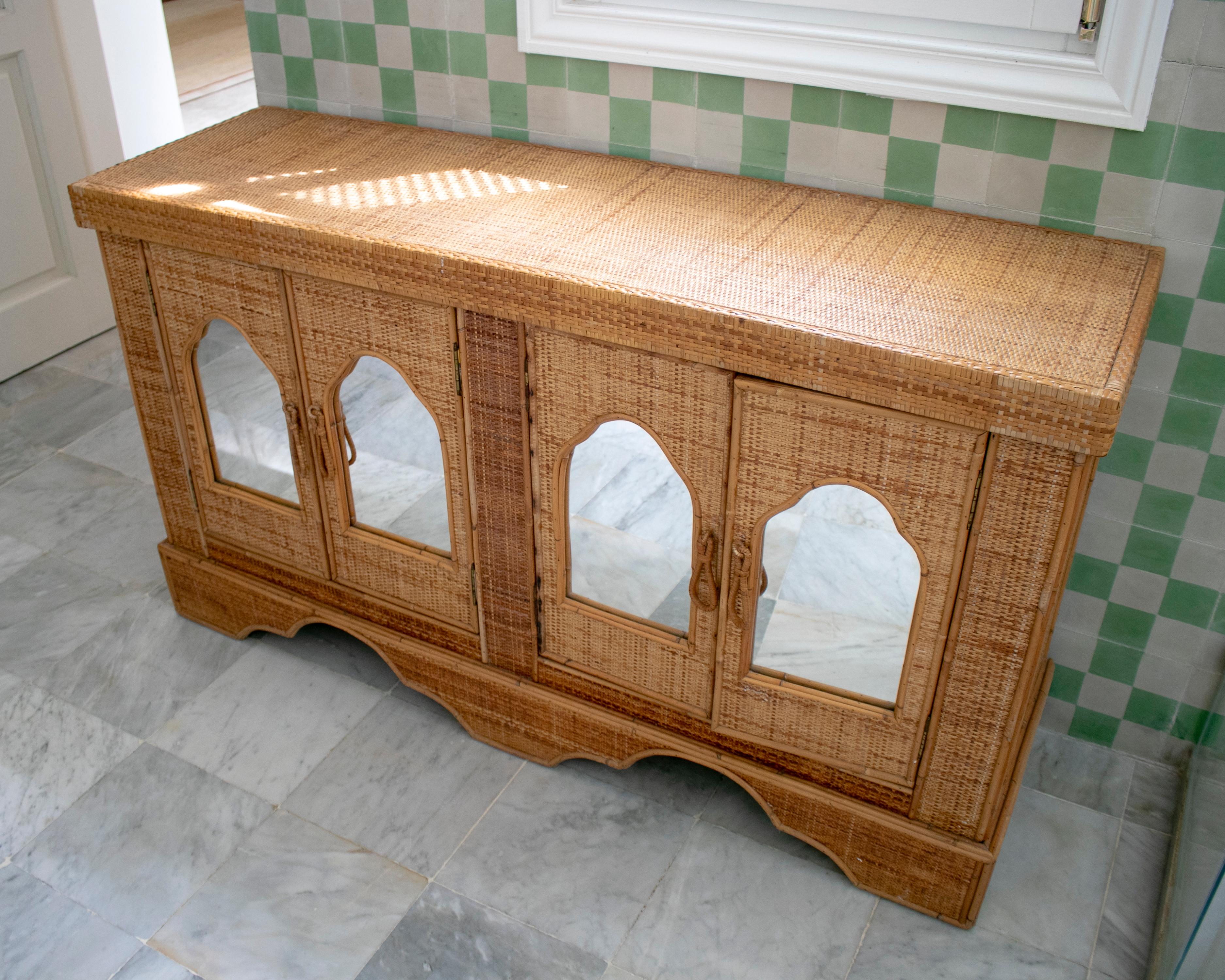 sideboard with wicker drawers