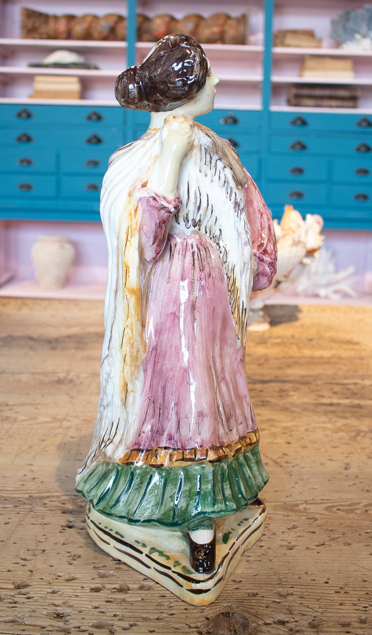 Ceramic 1970s Spanish Woman Figure Hand Painted 