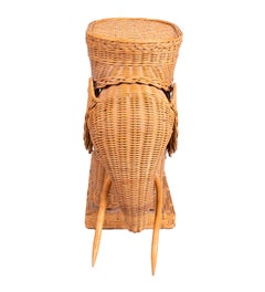 1970s Spanish Woven Wicker Elephant Pedestal Table Base