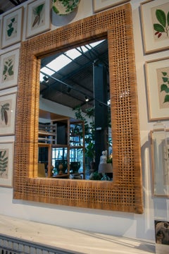 1970s Spanish Woven Wicker Mirror