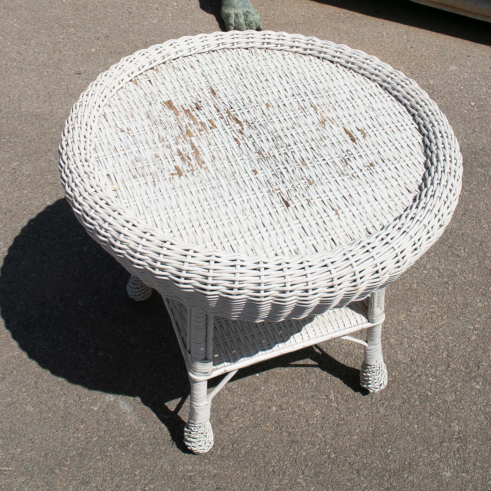 1970s Spanish Woven Wicker Round Side Table 5