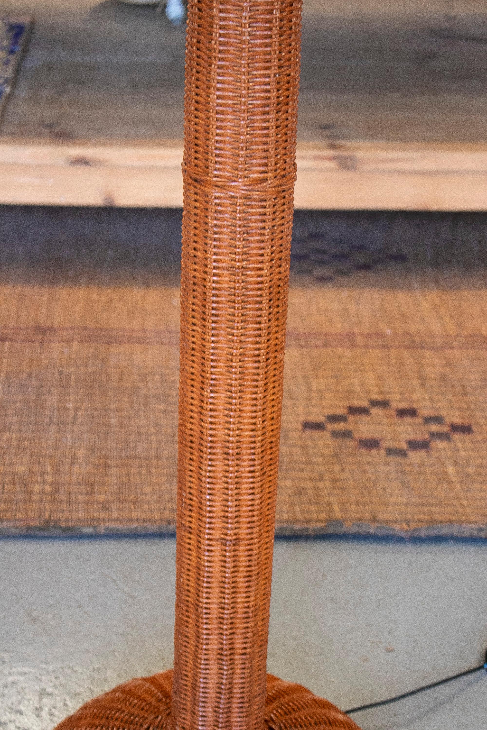 1970s Spanish Woven Wicker Standing Lamp 4