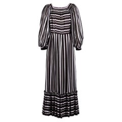 1970's Special Retro Pink and Brown Metallic Stripe Maxi Dress