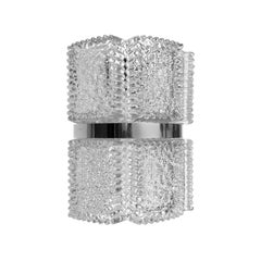 1970s Spiked Glass Plaque Sconce with Chrome Banding