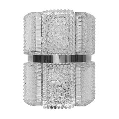 1970s Spiked Glass Plaque Sconce with Chrome Banding