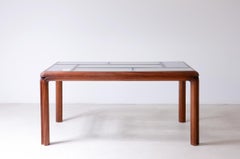 1970's Splendid curved wood table with cut crystal mosaic top.