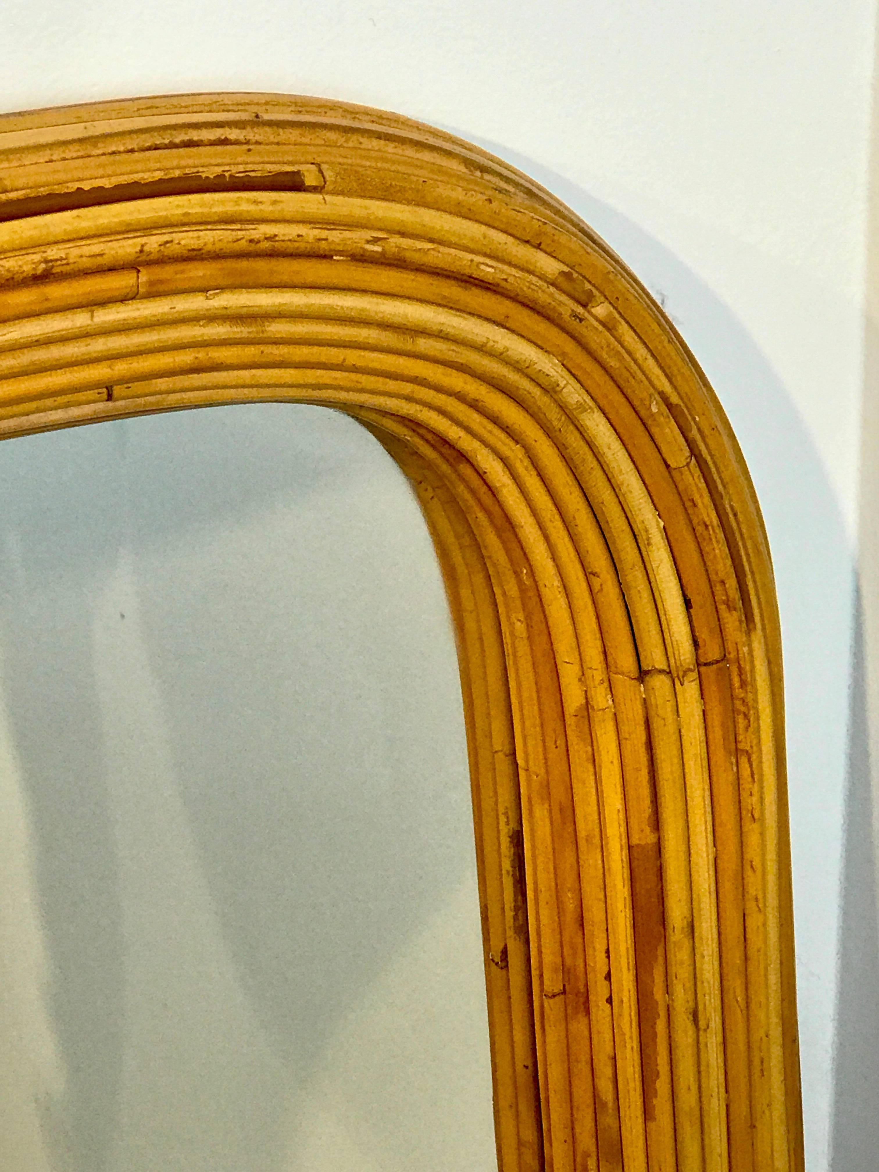 Mid-Century Modern 1970s Split Bamboo Mirror