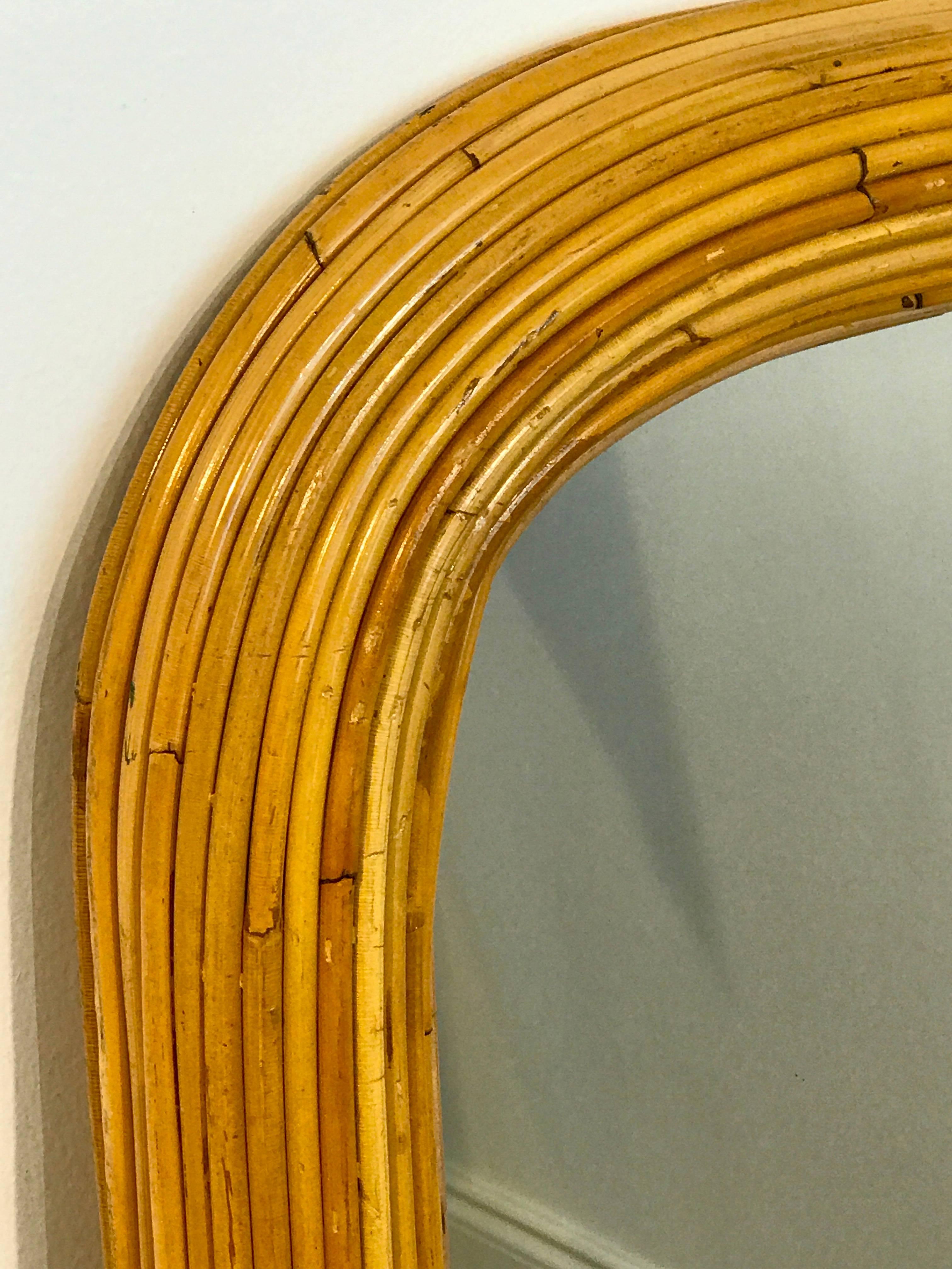 American 1970s Split Bamboo Mirror