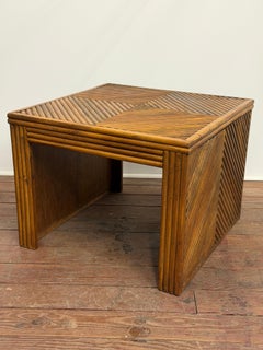 1970s Split Reed Side Table in the Manner of Gabriella Crespi