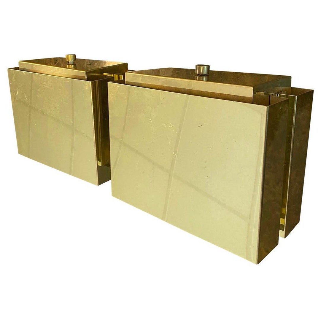 1970s springer style halogen wall sconce pair For Sale