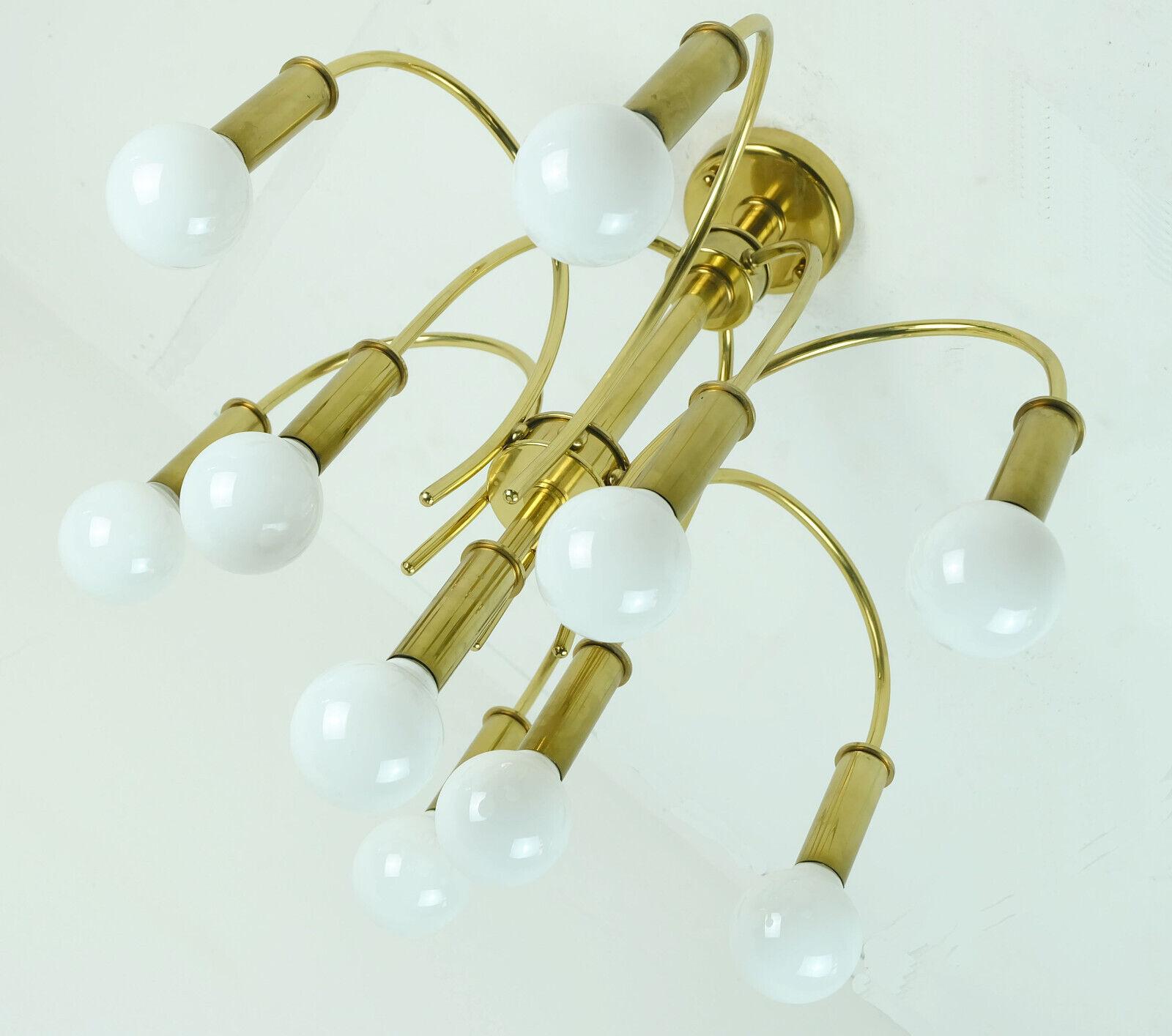 1970s sputnik brass CEILING LIGHT 10-light chandelier schroeder & co. For Sale 3