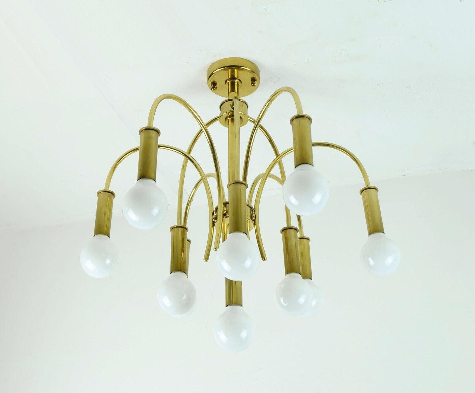 Late 20th Century 1970s sputnik brass CEILING LIGHT 10-light chandelier schroeder & co. For Sale
